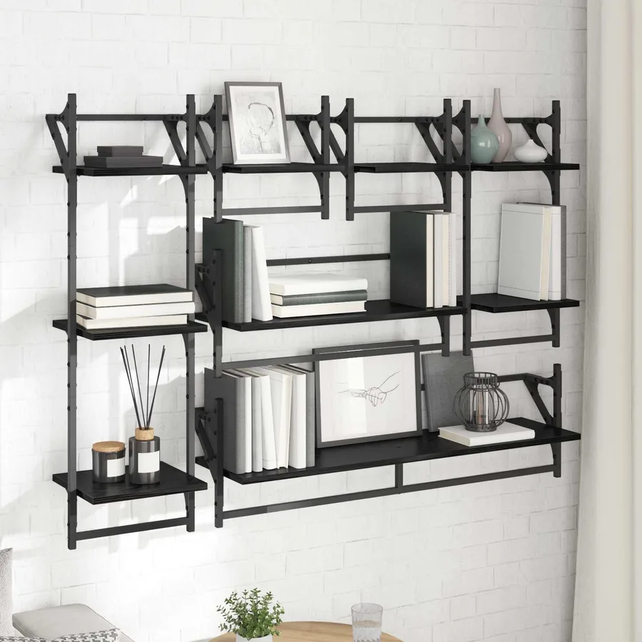 Ensemble d'étagères murales 6 pcs Chêne noir 100 x 25 x 30 cm - 4