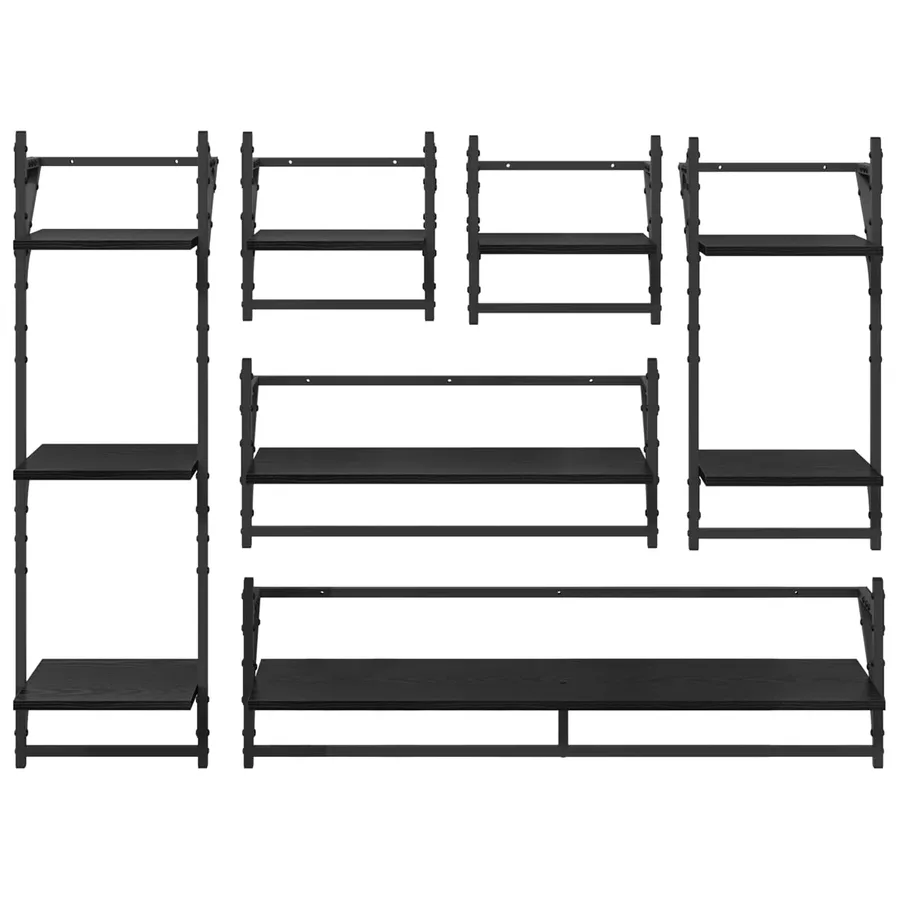 Ensemble d'étagères murales 6 pcs Chêne noir 100 x 25 x 30 cm - 8