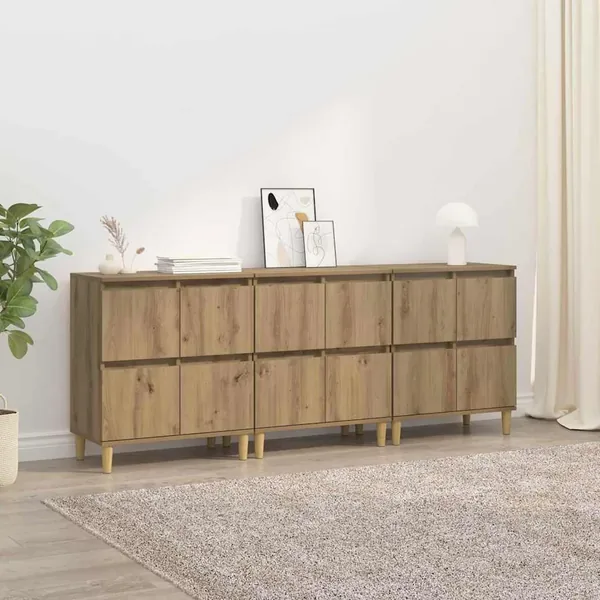 Buffets 3 pcs Chêne artisanal 60 x 35 x 70 cm Bois d'ingénierie