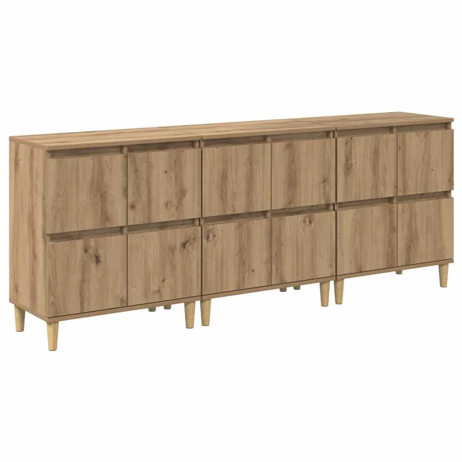 Buffets 3 pcs Chêne artisanal 60 x 35 x 70 cm Bois d'ingénierie - 2