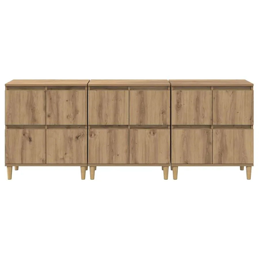 Buffets 3 pcs Chêne artisanal 60 x 35 x 70 cm Bois d'ingénierie - 5