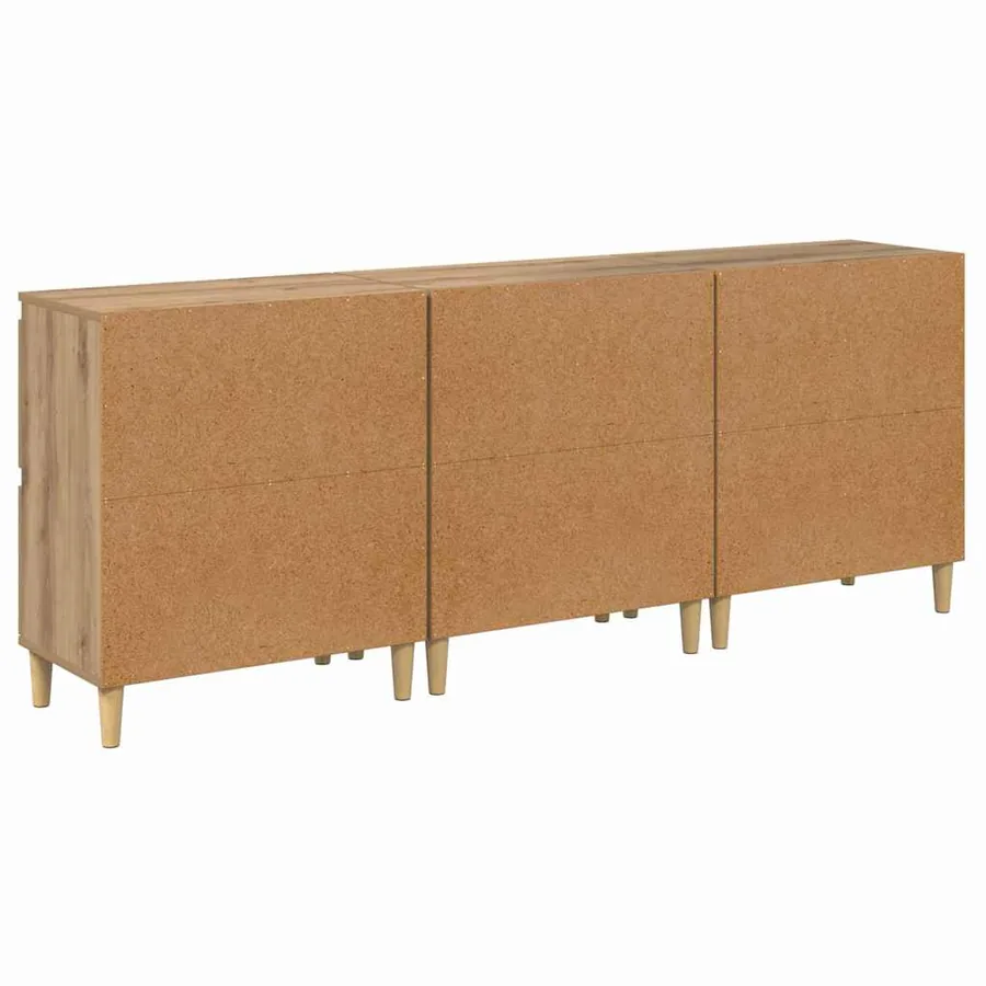 Buffets 3 pcs Chêne artisanal 60 x 35 x 70 cm Bois d'ingénierie - 7