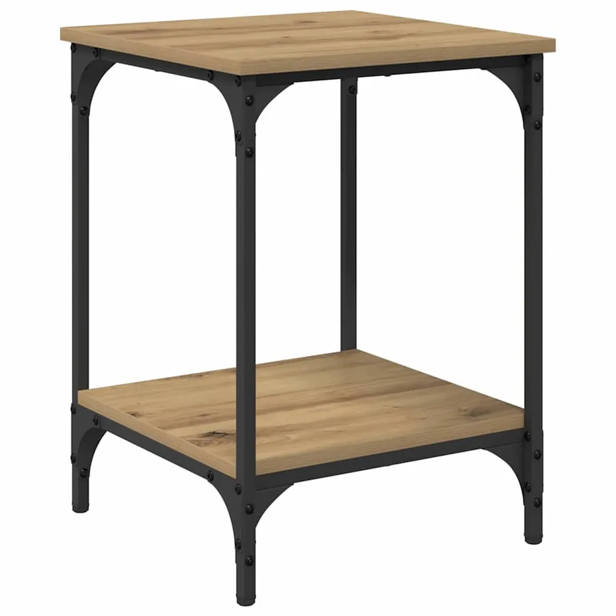 Table basse Chêne artisanal 40 x 40 x 55 cm Bois d'ingénierie - 2