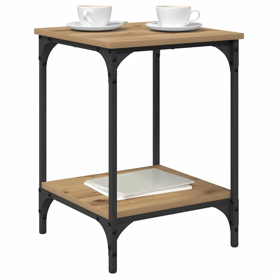 Table basse Chêne artisanal 40 x 40 x 55 cm Bois d'ingénierie - 3