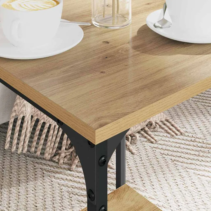 Table basse Chêne artisanal 40 x 40 x 55 cm Bois d'ingénierie - 4