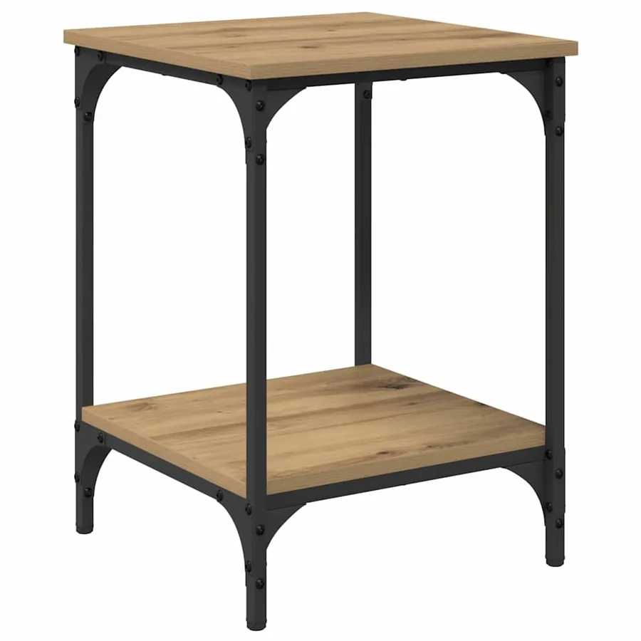 Table basse Chêne artisanal 40 x 40 x 55 cm Bois d'ingénierie - 7