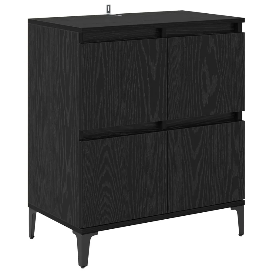 Buffet Chêne noir 60 x 35 x 70 cm Bois d'ingénierie et fer - 2