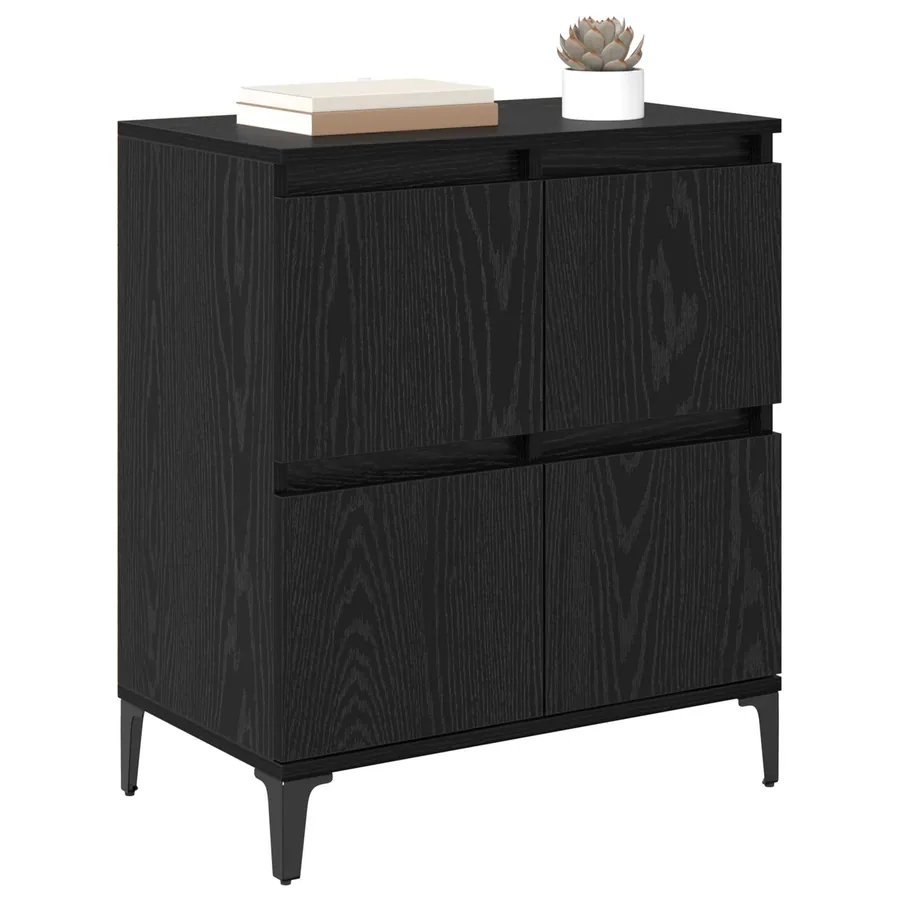 Buffet Chêne noir 60 x 35 x 70 cm Bois d'ingénierie et fer - 3