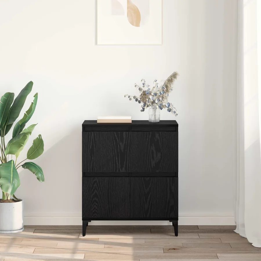 Buffet Chêne noir 60 x 35 x 70 cm Bois d'ingénierie et fer - 4