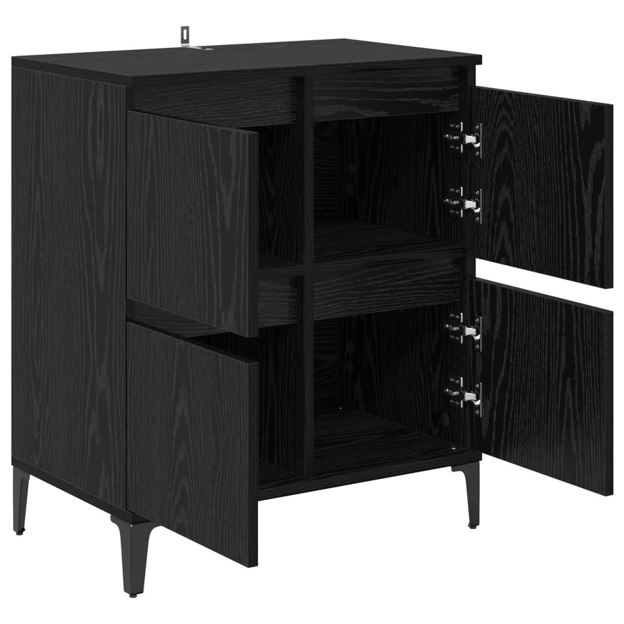 Buffet Chêne noir 60 x 35 x 70 cm Bois d'ingénierie et fer - 5