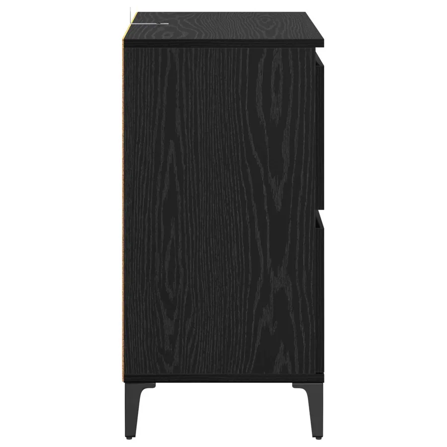 Buffet Chêne noir 60 x 35 x 70 cm Bois d'ingénierie et fer - 7