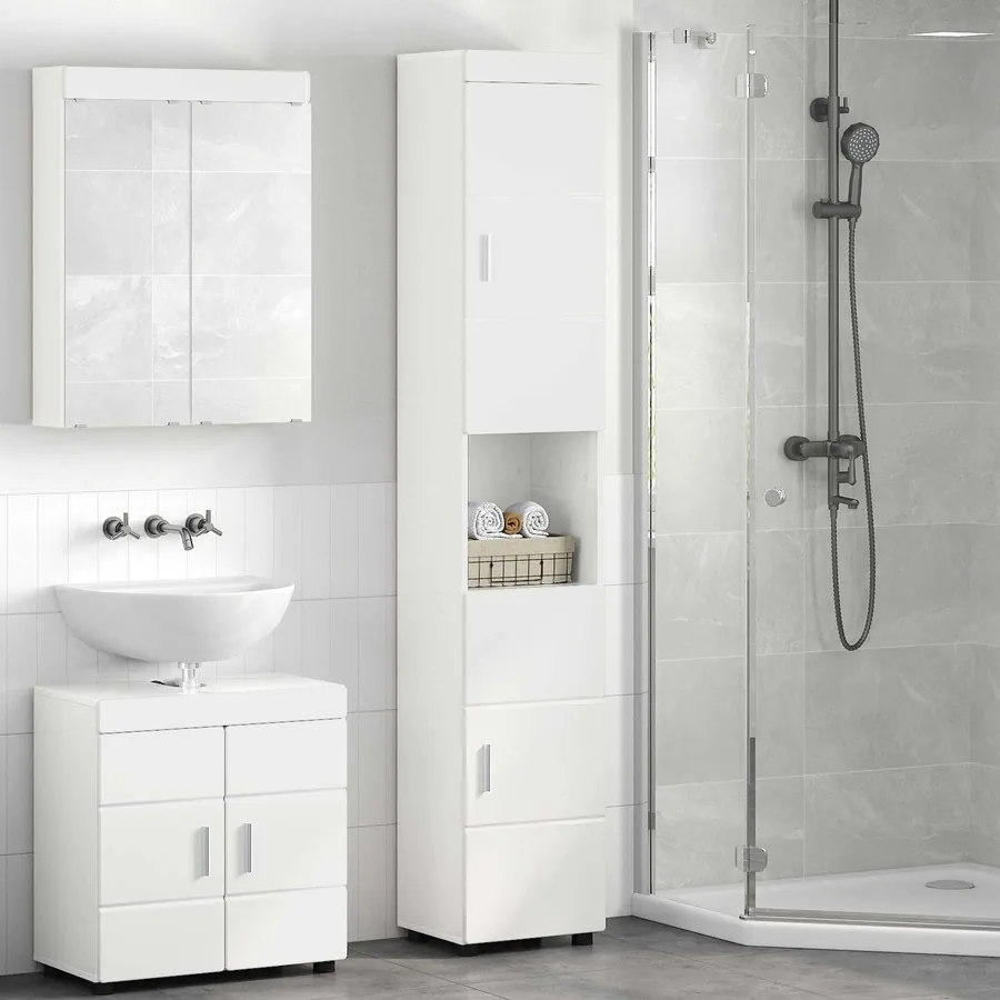 Ensemble d'armoire de salle de bain TULUM Blanc brillant