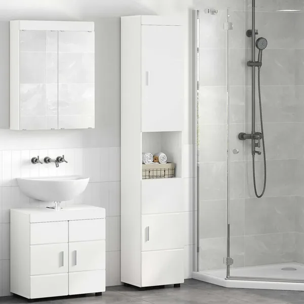 Ensemble d'armoire de salle de bain TULUM Blanc brillant
