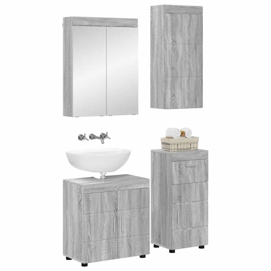 Ensemble de mobilier de salle de bain TULUM 4 pcs Gris Sonoma - 2