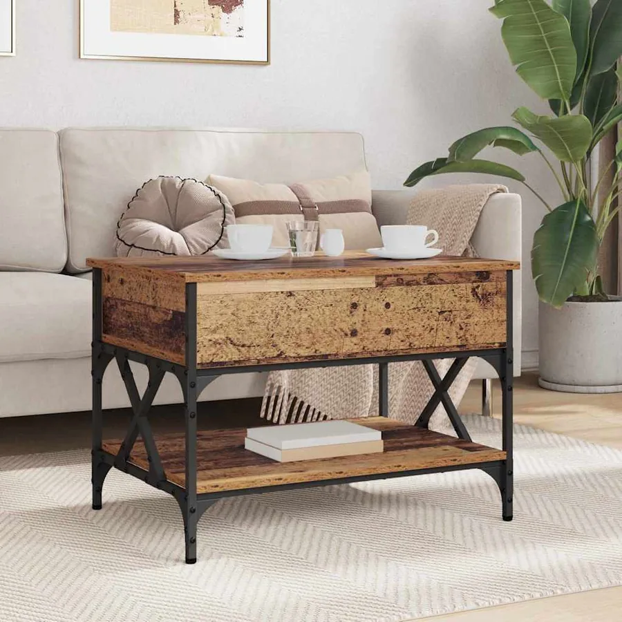 Table basse Bois Ancien 70x50x50cm Bois d'ingénierie - 4