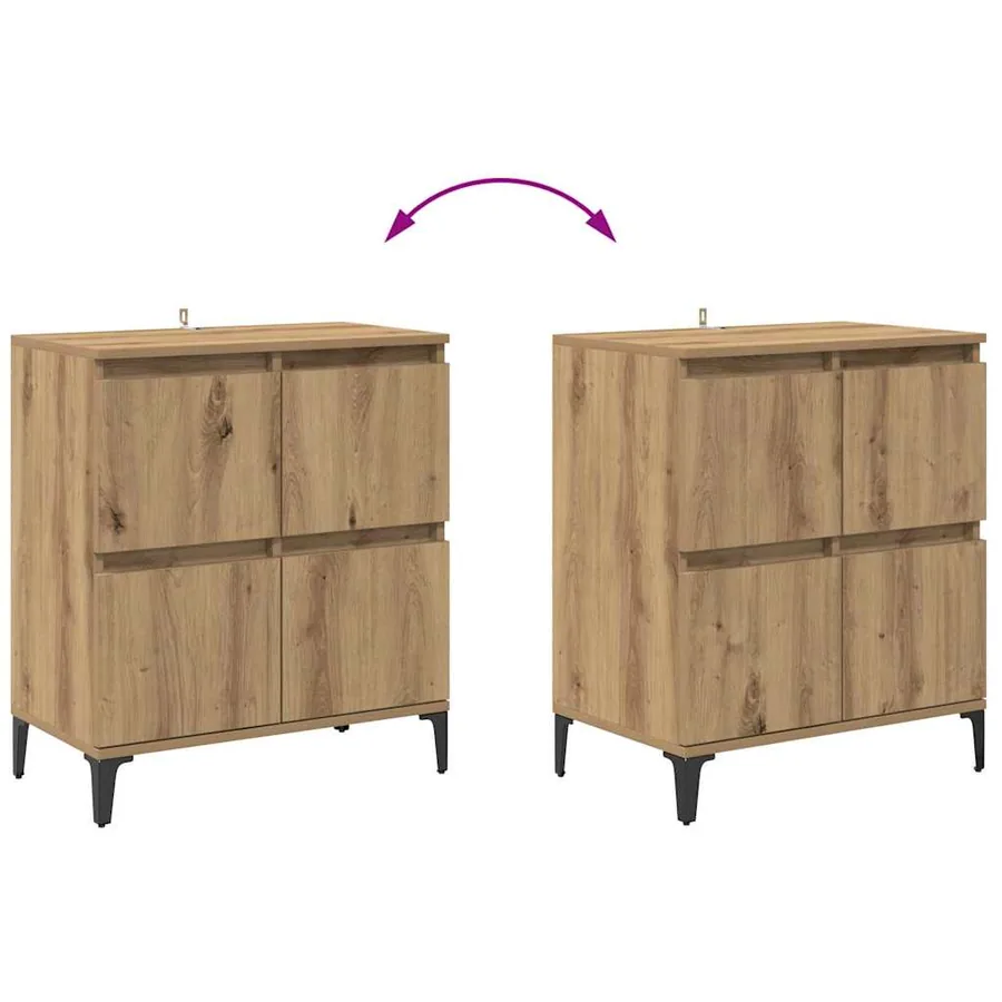 Buffets 3 pcs Chêne artisanal 60 x 35 x 70 cm Bois d'ingénierie - 10