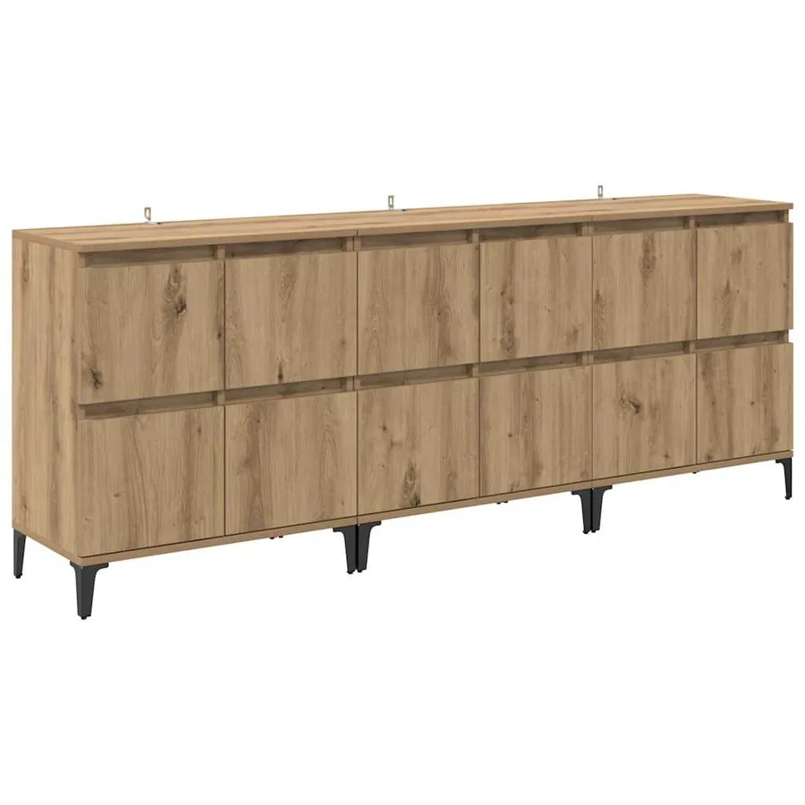 Buffets 3 pcs Chêne artisanal 60 x 35 x 70 cm Bois d'ingénierie - 2