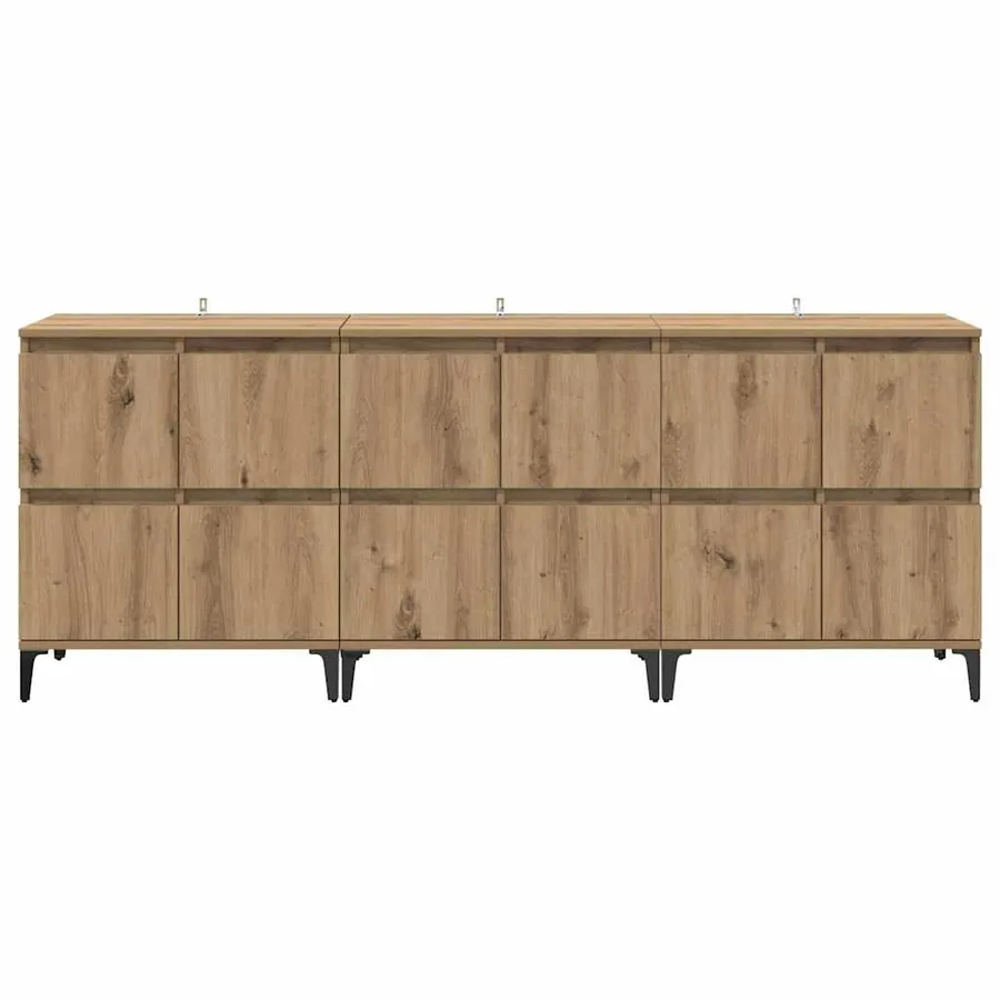 Buffets 3 pcs Chêne artisanal 60 x 35 x 70 cm Bois d'ingénierie - 5