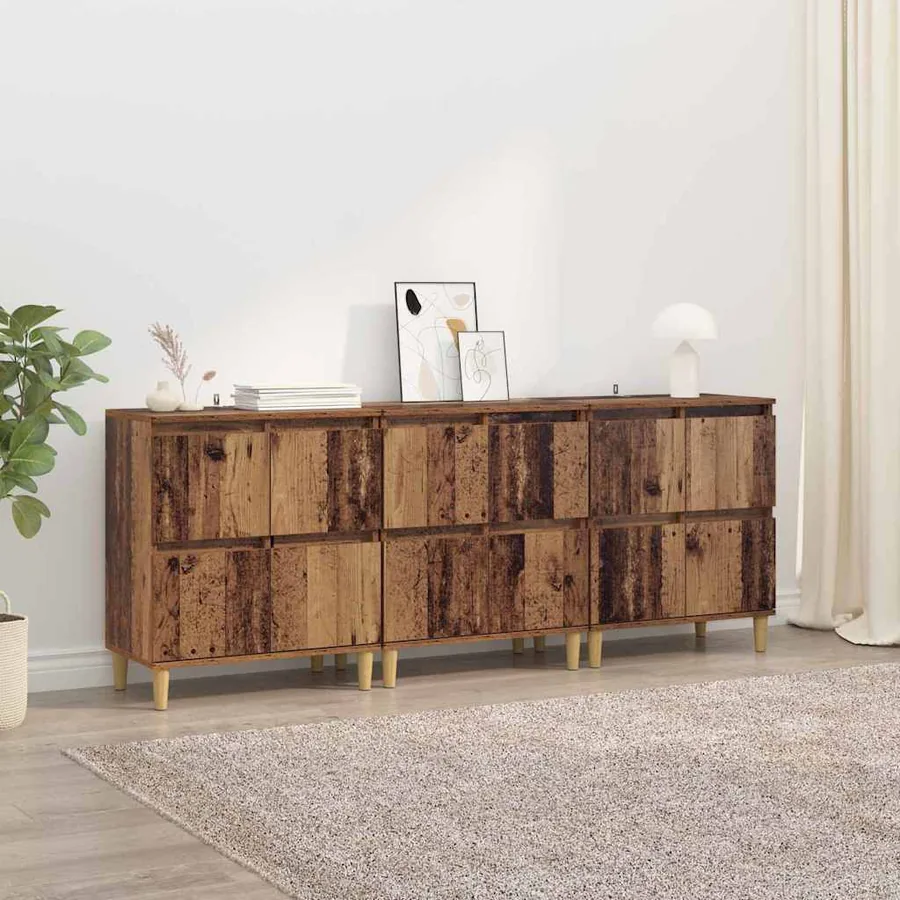 Buffets 3 pcs Bois Ancien 60 x 35 x 70 cm Bois d'ingénierie