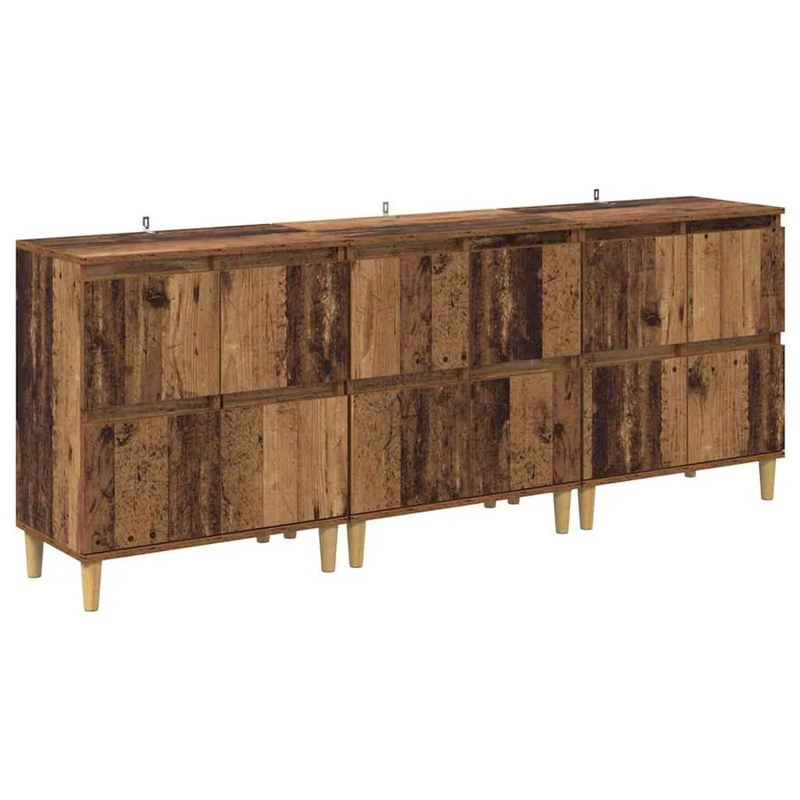Buffets 3 pcs Bois Ancien 60 x 35 x 70 cm Bois d'ingénierie - 2