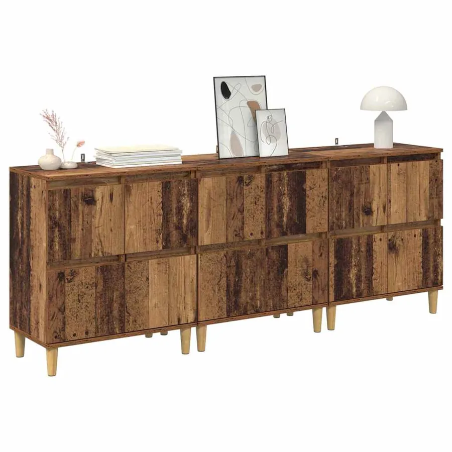 Buffets 3 pcs Bois Ancien 60 x 35 x 70 cm Bois d'ingénierie - 3