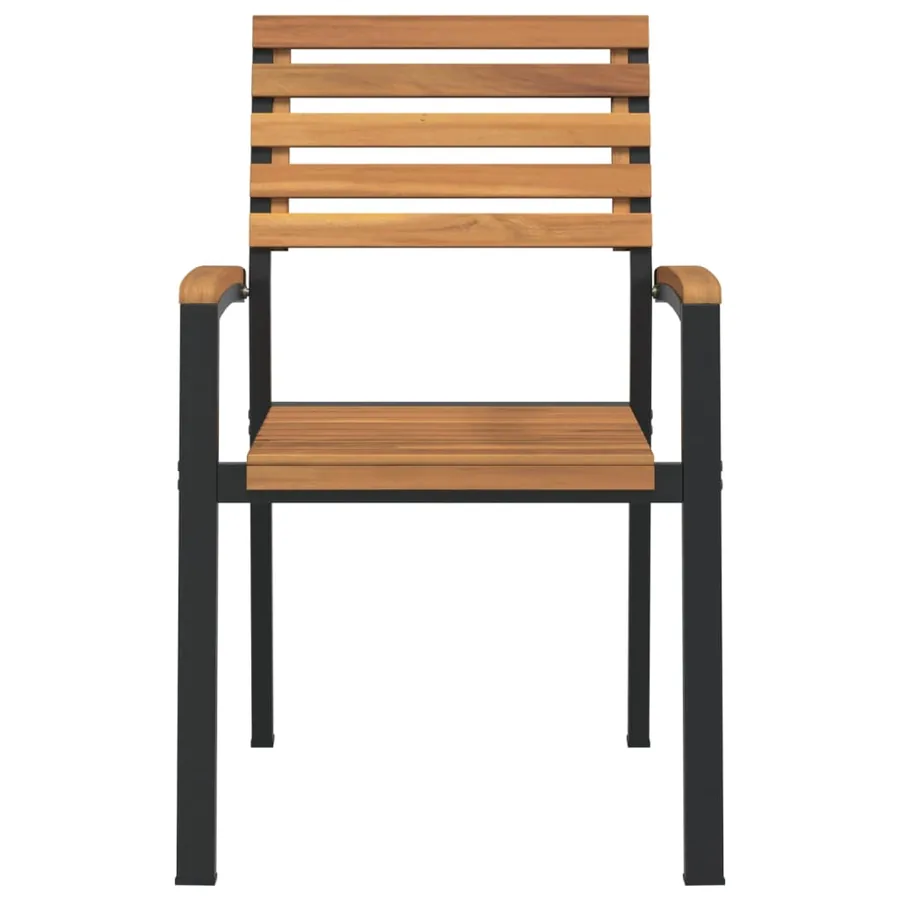 Chaises de jardin empilables lot de 4 bois d'acacia et métal - 4