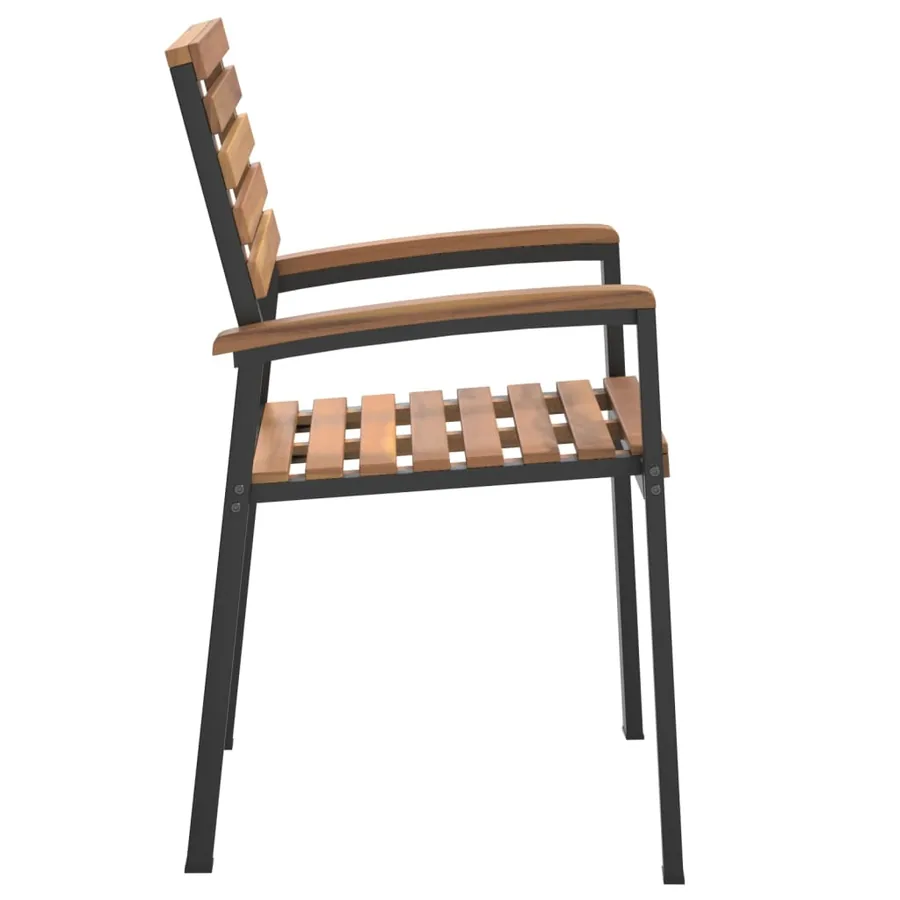 Chaises de jardin empilables lot de 4 bois d'acacia et métal - 5