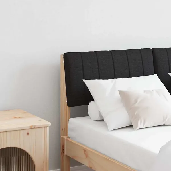 Tête de lit capitonnée Noir 120 cm Pin massif