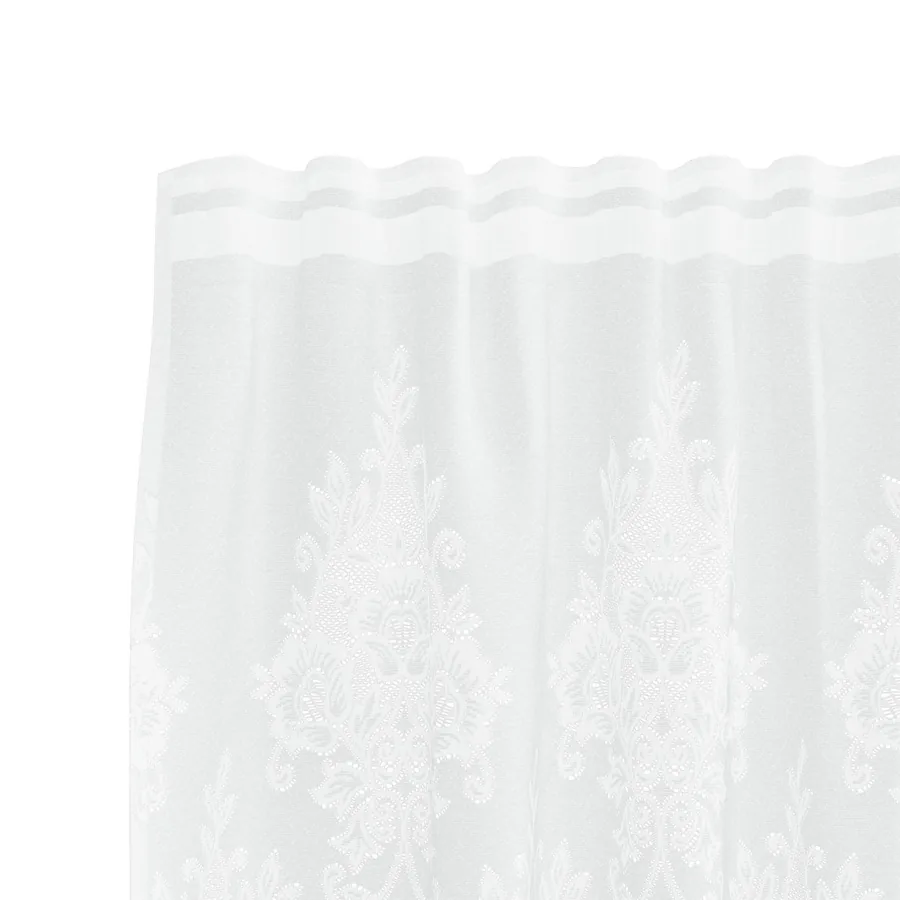 Rideau en Dentelle Floral Blanc 220 x 300 cm Polyester - 4