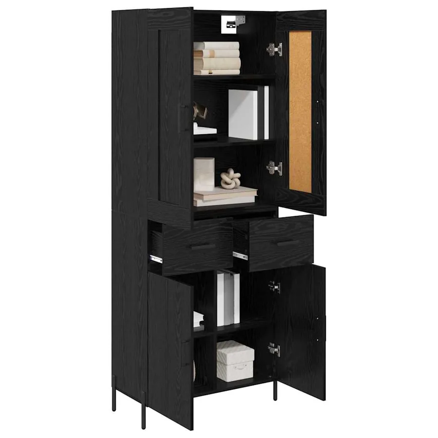 Haut Armoire avec tiroir 2 pcs Chêne noir Bois d'ingénierie - 3