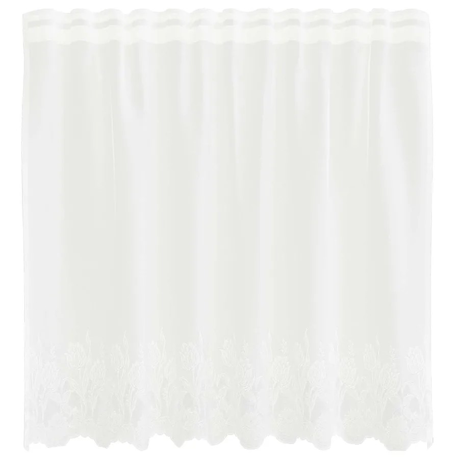 Rideau en Dentelle Floral Blanc 100 x 150 cm Polyester - 2