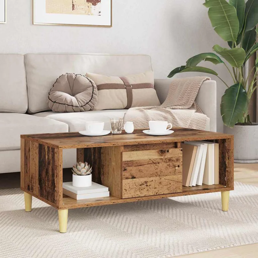 Table basse Bois Ancien 90 x 50 x 26,5 cm Bois d'ingénierie - 4