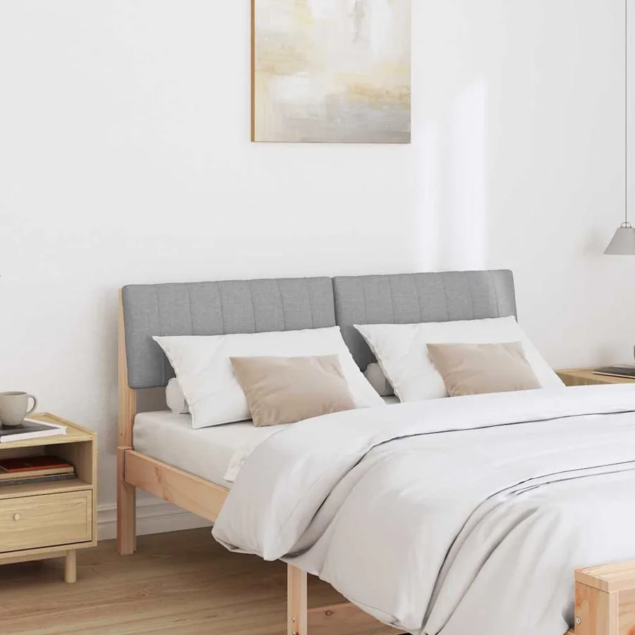 Tête de lit capitonnée Gris clair 140 cm Pin massif - 3