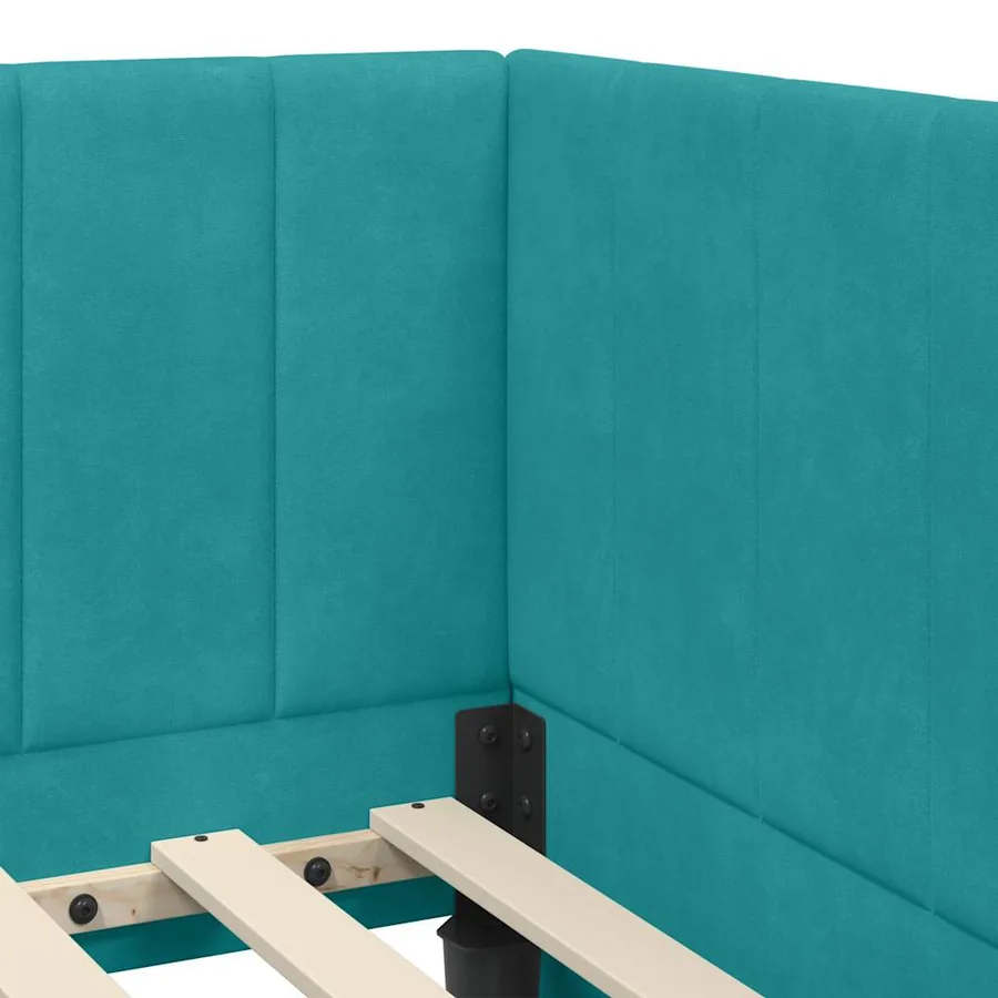 Cadre de lit d'angle avec matelas 2 pcs Turquoise Velours - 10