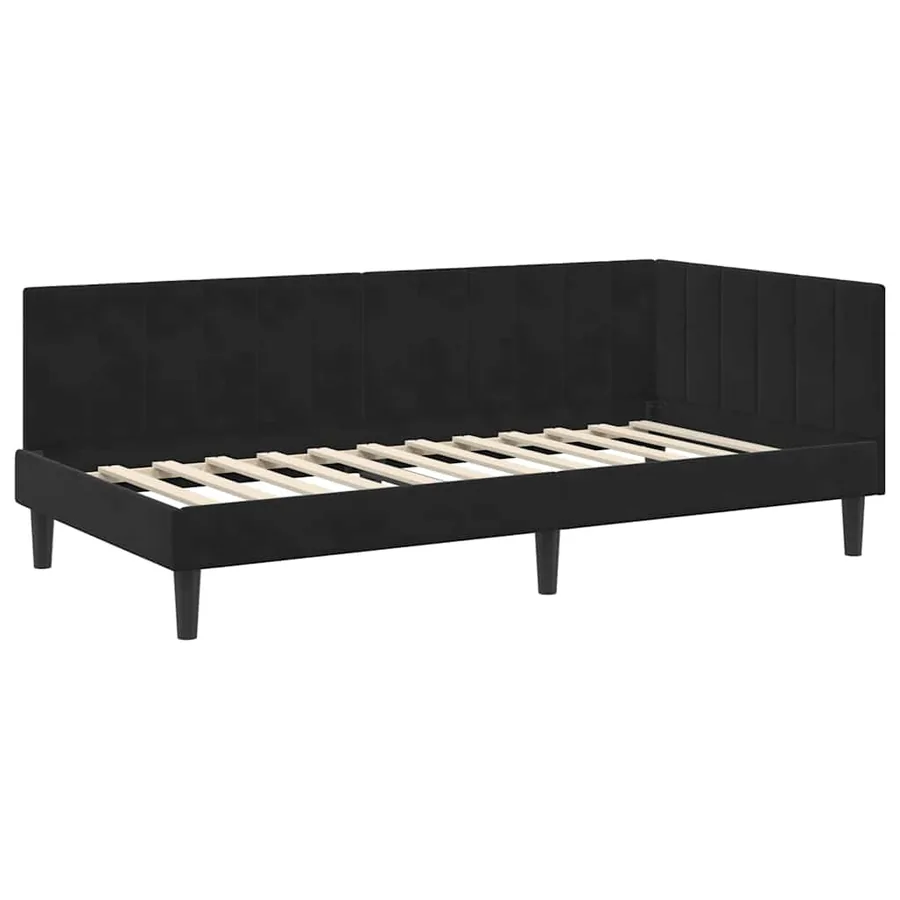 Cadre de lit d'angle Noir 100 cm x 200 cm Velours - 4