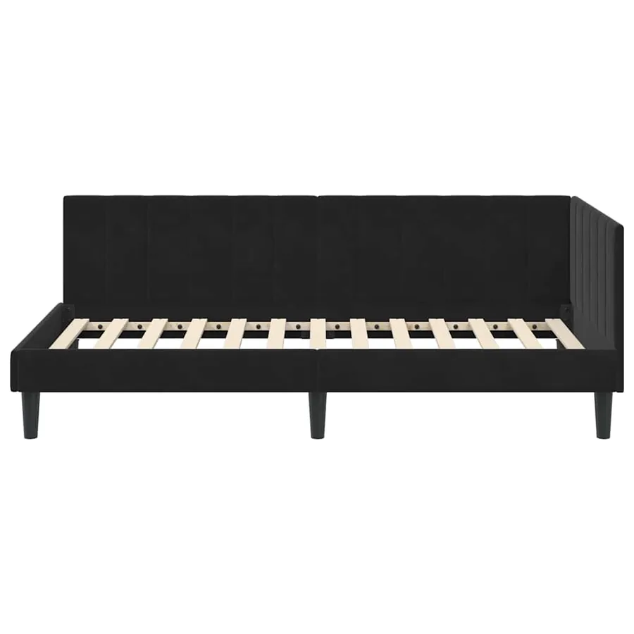 Cadre de lit d'angle Noir 100 cm x 200 cm Velours - 5