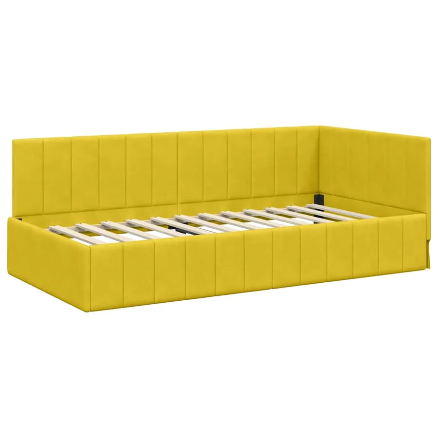 Cadre de lit d'angle Jaune 100 cm x 200 cm Velours - 4