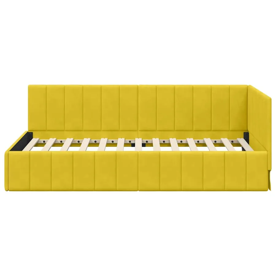 Cadre de lit d'angle Jaune 100 cm x 200 cm Velours - 5