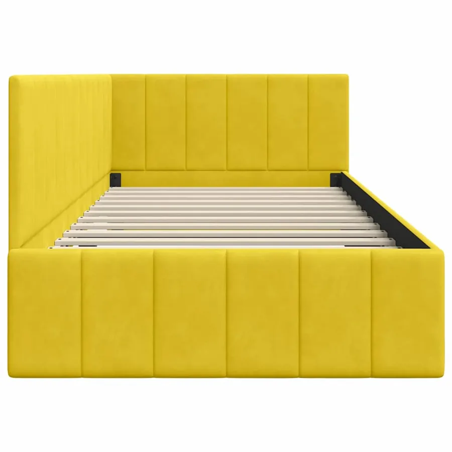Cadre de lit d'angle Jaune 100 cm x 200 cm Velours - 6