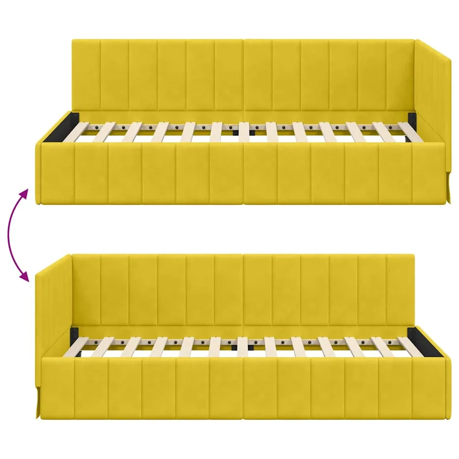 Cadre de lit d'angle Jaune 100 cm x 200 cm Velours - 9