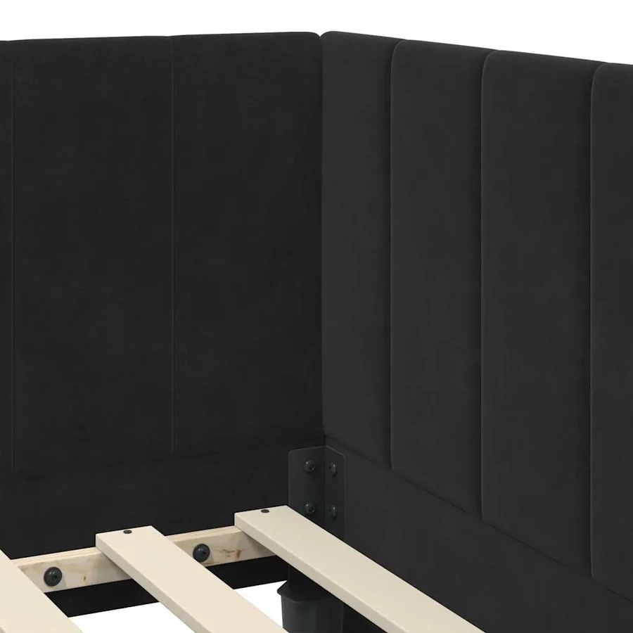 Cadre de lit d'angle avec matelas 2 pcs Noir Velours - 10