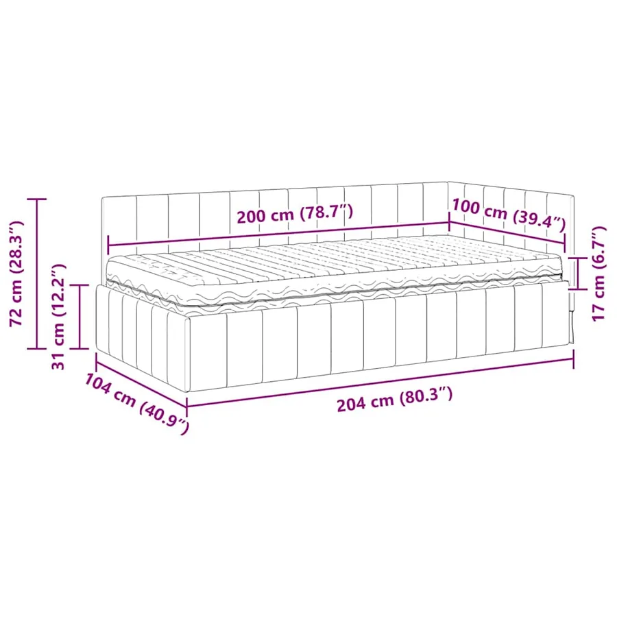 Cadre de lit d'angle avec matelas 2 pcs Gris clair Velours - 14