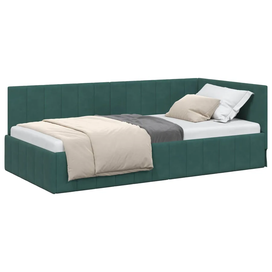Cadre de lit d'angle Vert foncé 90 cm x 200 cm Velours - 2