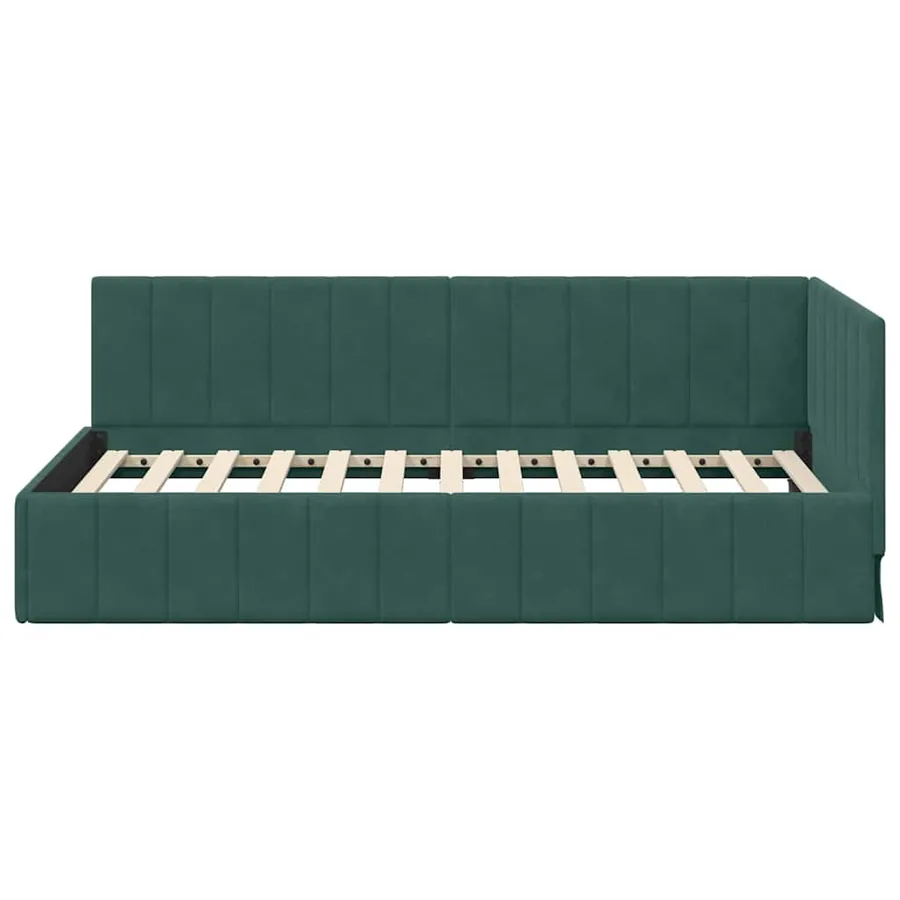 Cadre de lit d'angle Vert foncé 90 cm x 200 cm Velours - 5
