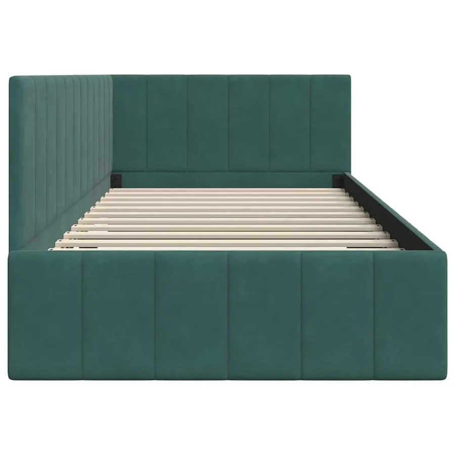 Cadre de lit d'angle Vert foncé 90 cm x 200 cm Velours - 6