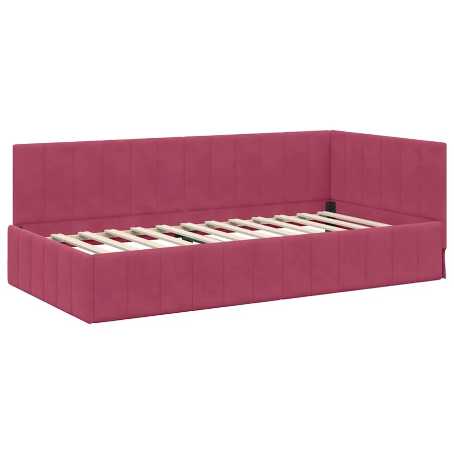 Cadre de lit d'angle Bordeaux 100 cm x 200 cm Velours - 4