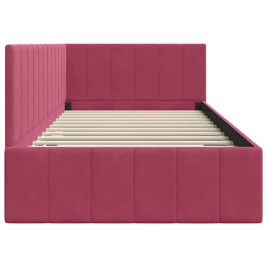 Cadre de lit d'angle Bordeaux 100 cm x 200 cm Velours - 6