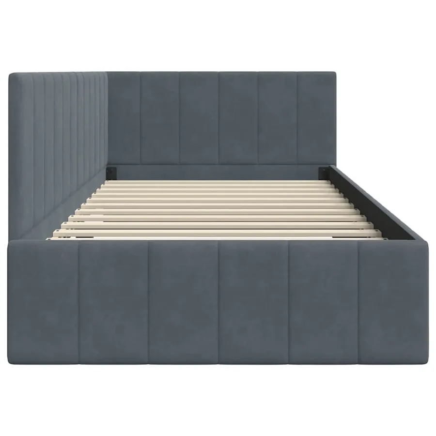 Cadre de lit d'angle Gris foncé 90 cm x 190 cm Velours - 6