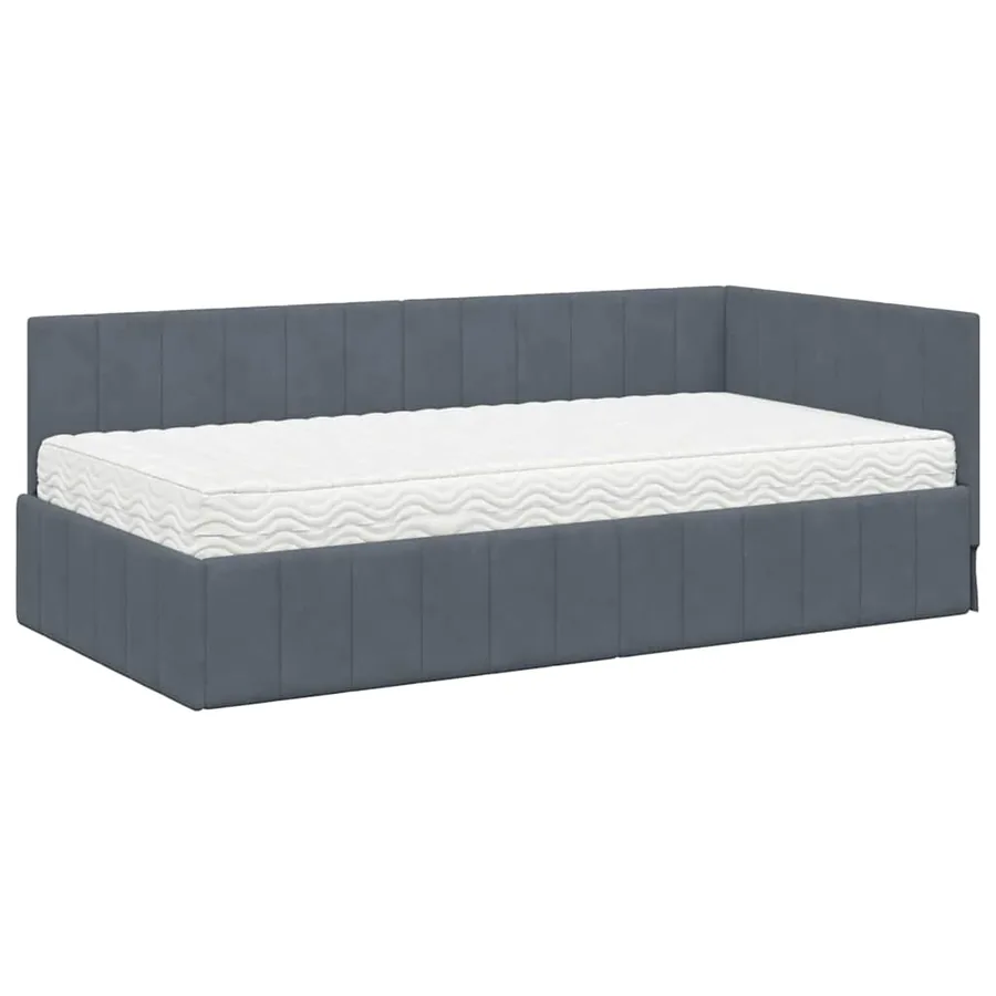Cadre de lit d'angle avec matelas 2 pcs Gris Velours - 4