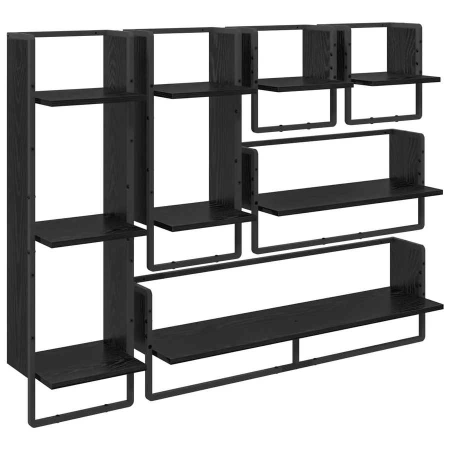 Ensemble d'étagères murales 6 pcs Chêne noir 100 x 25 x 30 cm - 2